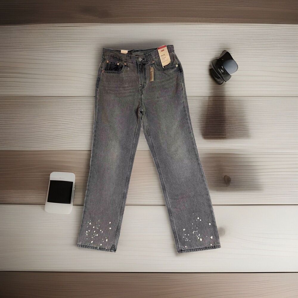 Levi's Y2K Women's Mid-Rise Low Pro Straight Jeans Gray Wash Size 29x30 Bleached